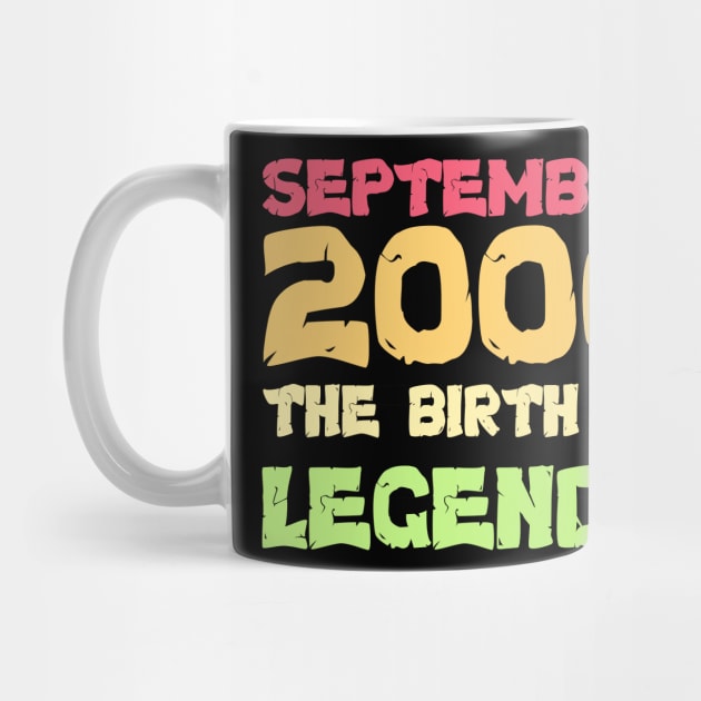 Retro September 2000 Of Legends 20 yrs old Birthday Gift T-Shirt by JHFANART